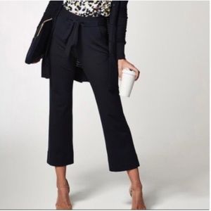Cabi Jersey Front Tie Navy Cropped Dress Pants